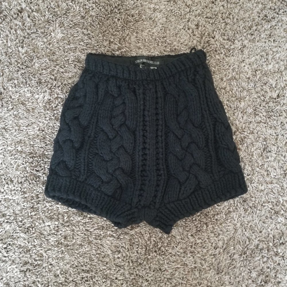 RARE NWOT Vintage Stolen Girlfriends Club Cable Knit Shorts, Size XS, Black